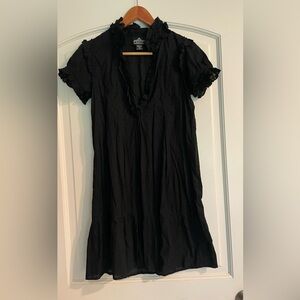 Angie Black Textured Ruffled Cotton Dress